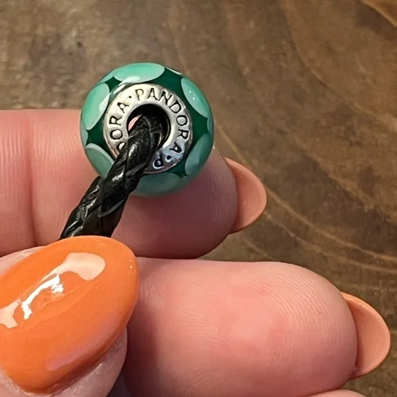 Pandora Retired Leather Bracelet with 6 Charms - Picture 8 of 11